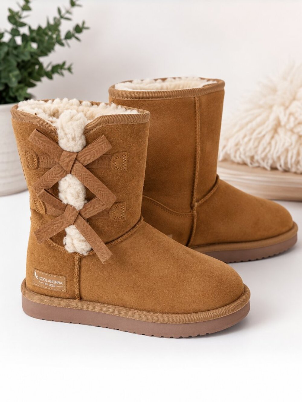 Koolaburra By UGG Chestnut Faux Fur Bow Winter Boots Size 5